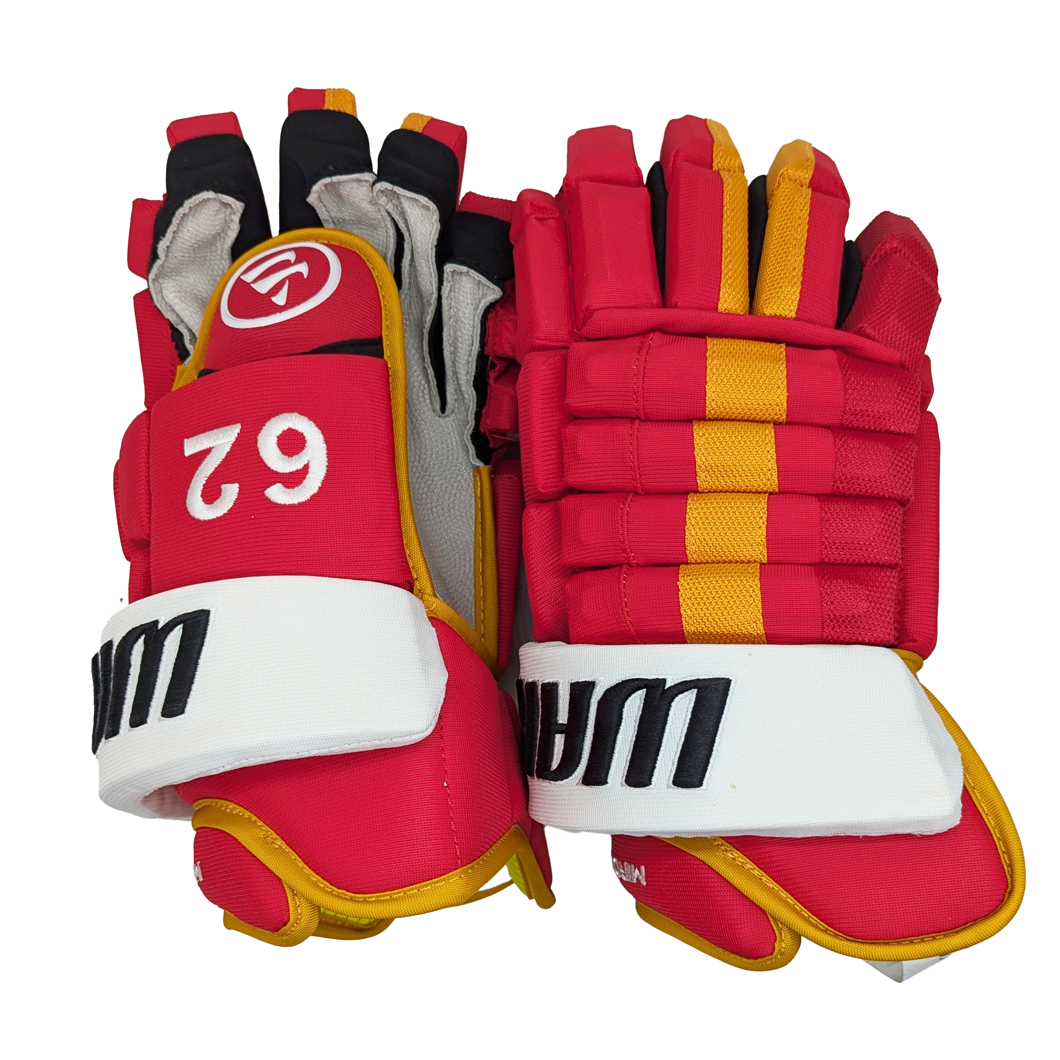 Warrior Alpha FR Pro – Gant NHL Pro Stock – Daniil Miromanov (rouge/jaune)